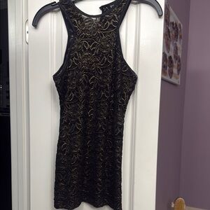 Bebe Black and Gold Lace Top L
